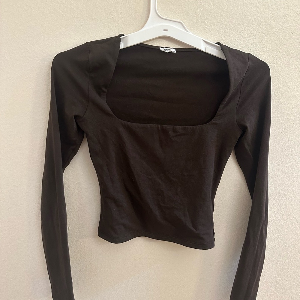 Garage: Elegant Brown Long Sleeve Top
